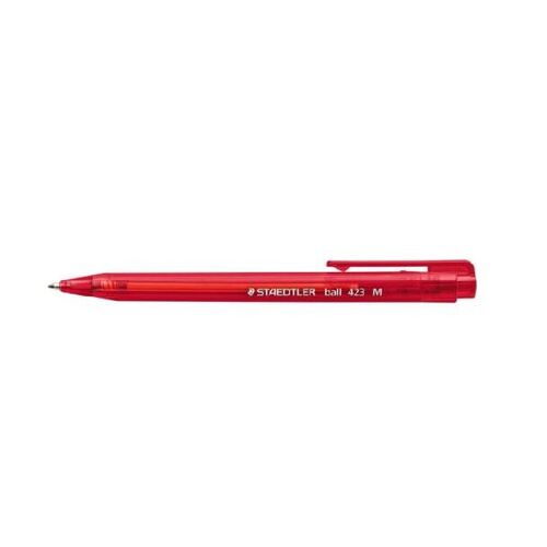 Staedtler Retractable Ball Point Pen - Red, Medium 0.45mm Tip Pack 10